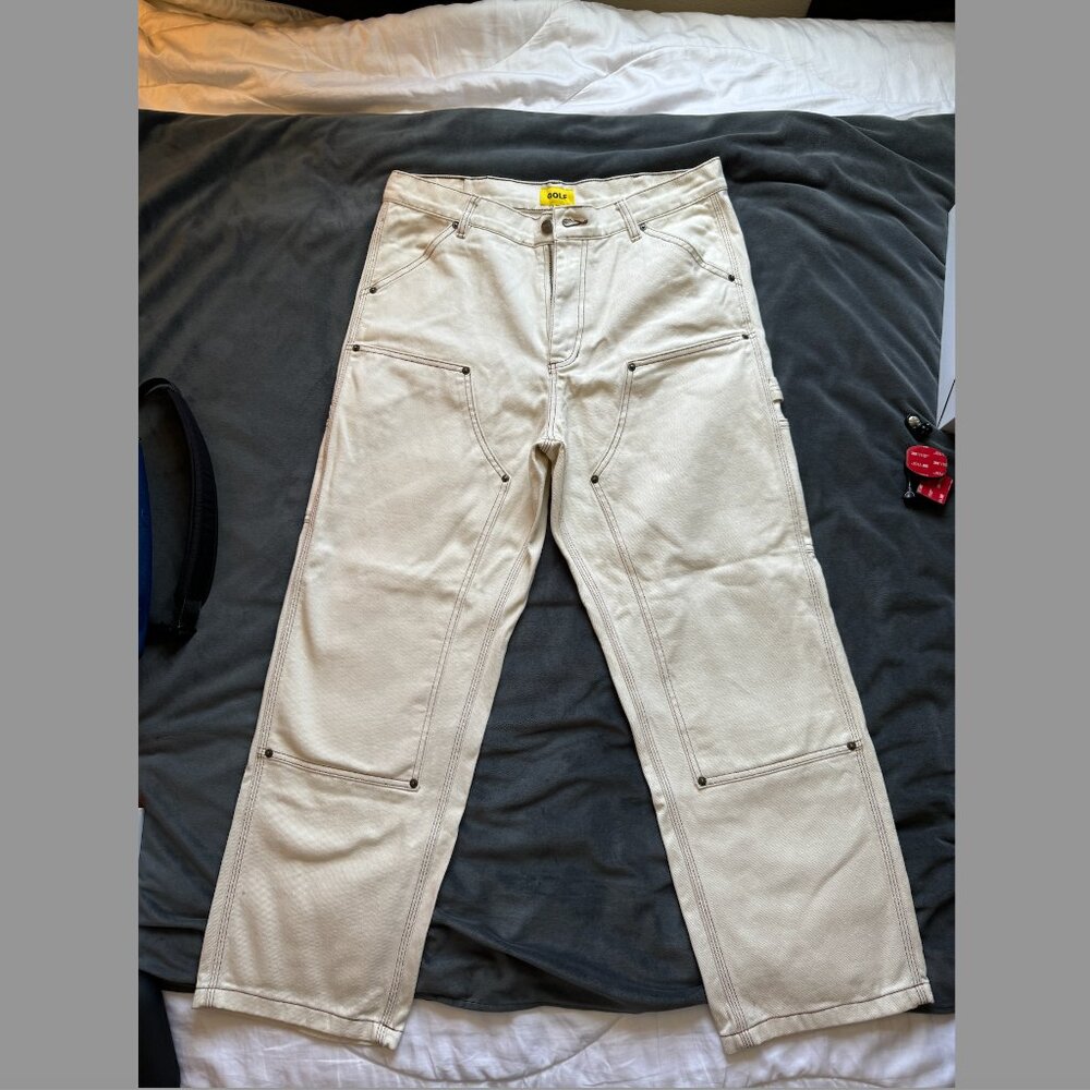 GOLF WANG - CONTRAST STITCH DOUBLE KNEE PANT (IVORY – 32)